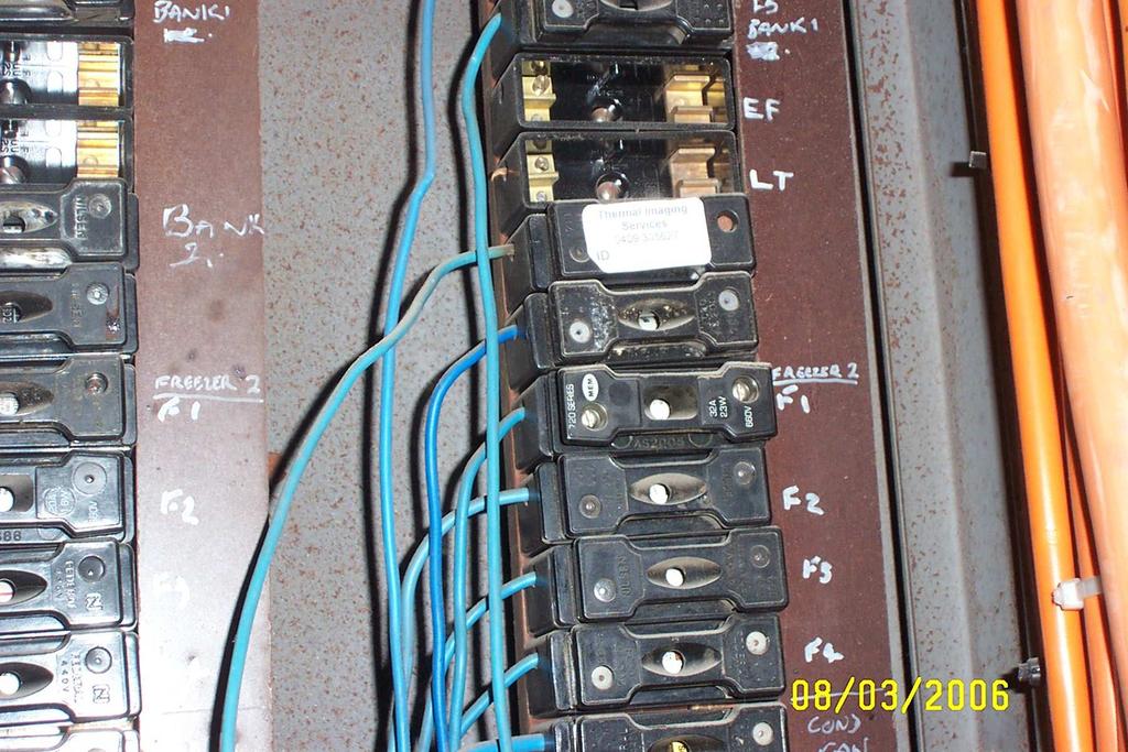 Authorised Reference Image Inspected Equipment Main Switchboard (Panel 7) Located Boiler Plant Room Operator: Malcolm Rhind Equipment Equipment Type Un-marked Fuse HRC Fuse Additional Loading 11.