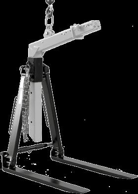 KM 401 Pallet Fork Self shifting & adjustable throat & tines with spindle or lock pin adjustment An efficient pallet fork with spring loaded centre of gravity compensation, the KM 401 is for use on