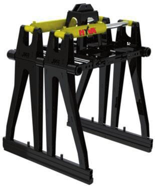 HYVA TWIN BRICK CLAMP K-LINE Hyva : Twin Hyva Twin brick clamp is suitable for all palletized and non-palletized construction materials. Capacity 5.500 kg, Max. working pressure: 140 bar.