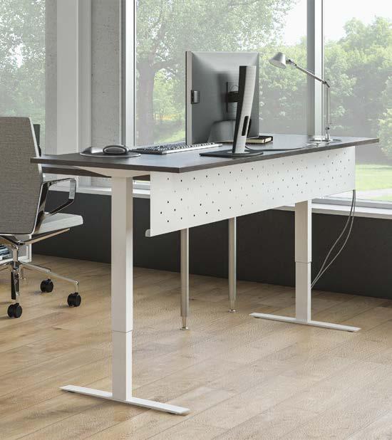 Please specify left or right Height adjustable tables require extended lead time, typically 3 weeks Options and Accessories, acrylic, and tackable privacy screens/