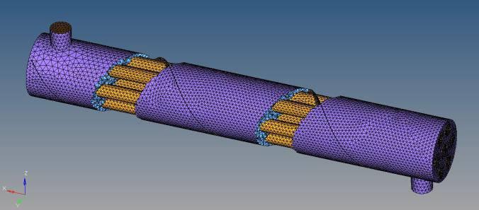 Meshing of heat exchanger (outer fluid) A.