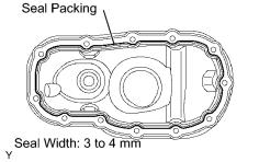 16. INSTALL NO. 2 OIL PAN SUB-ASSEMBLY (a) Remove any old packing (FIPG) material and be careful not to drop any oil on the contact surfaces of the oil pan and No. 2 oil pan.