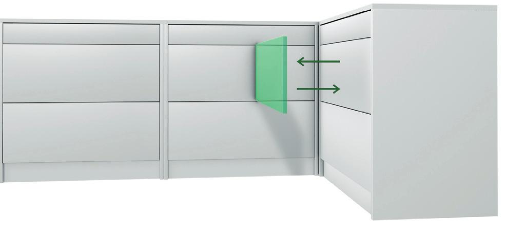 Drawers, pull-outs and interior pull-outs open and close in response to a gentle tap, they move different loads of up to 70kg, uniformly open and shut at the set speed.
