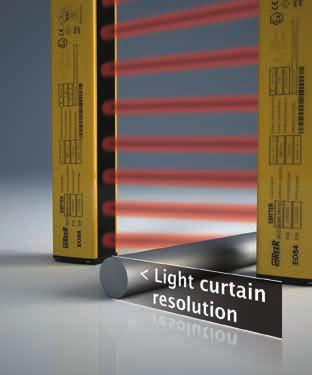 The protected area extends until the light curtain end maintaining the resolution Minimal blind area on connector side The solution with two L-mounted light curtains, e.g. Master/Slave, maintains 40 mm resolution in corner (models with resolution up to 40 mm) new -30.