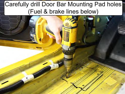Place the Door Bar Doubler Plate between the underside of the floor pan and the lines (as a shield)