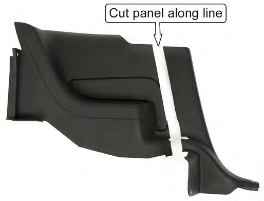 46. Cut the plastic quarter panel into two pieces, along the line that was drawn, using a wood saw or other cutting device.