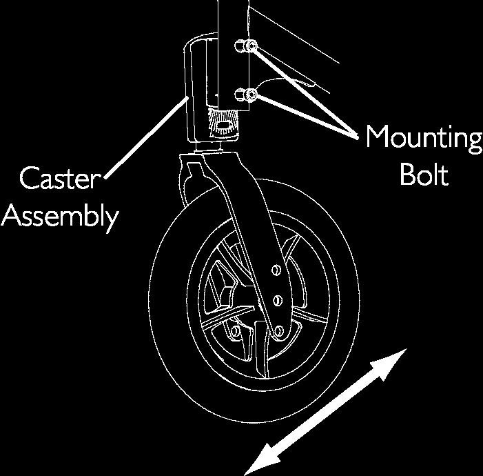 SECTION 5 REAR WHEELS/FRONT CASTORS Removing/Installing/Repositioning the Caster Assemblies NOTE: If replacing a front caster note the mounting position of the existing front castor for installation