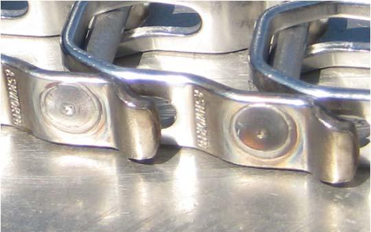 Wear Resistant Feature: The next mode of failure, once weld and fatigue have been eliminated is belt elongation due to link face wear.