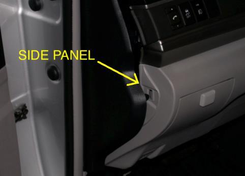 Remove the finish panel covering the knee airbag, lower airbag and move