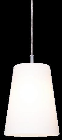 140 2000 12 V plug connector system PLUG-IN DONATA A conically shaped shade made from satin finished glass defines the restrained design of the DONATA pendant luminaire.