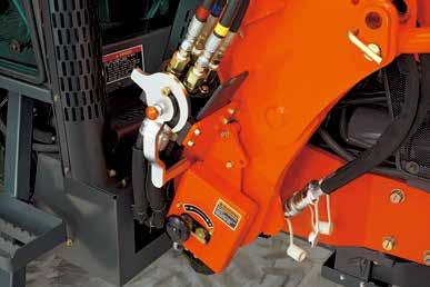 Single-lever Hydraulic Quick Coupler The quick coupler allows the operator to attach all four hoses at once.
