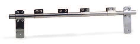straight stainless steel tube 560mm long and 19mm diameter, with four chrome plated on brass badge
