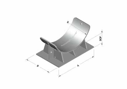 HEAVY DUTY PIPE CRADLE AG5 Material - Carbon Steel Finish Galvanised Custom versions (such as tabs for clamping) available Please specify - BOP (Base of Pipe height). Standard is 118mm.