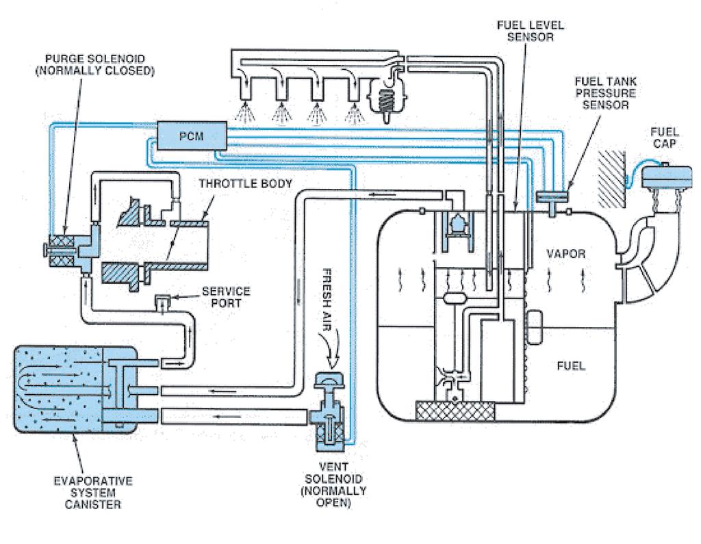 Enhanced EVAP System Overview The Enhanced EVAP System uses the following components (refer to figure 14-47): Evaporative system canister.