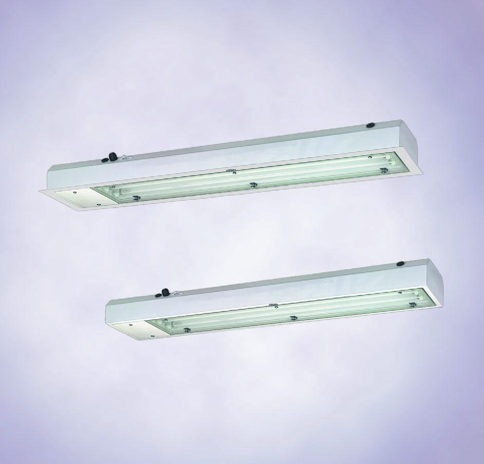 7 Lighting Technology Sheet-Steel Emergency Light Fitting 09361E00 and 6418 (Zones 2, 21 and 22) emergency light fittings in sheet-steel can be used for safety illumination, especially in spraying