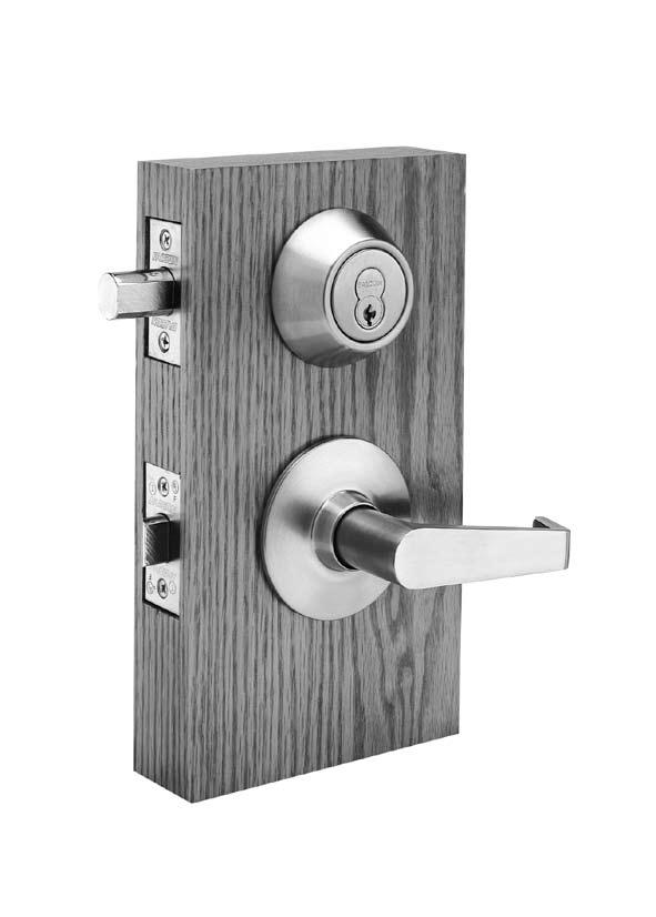 Attachment: Outer trims secured to the door by thru-bolts through a steel plate on the inside of the door. escutcheon conceals mounting screws. Handing: Specify hand of door when ordering.
