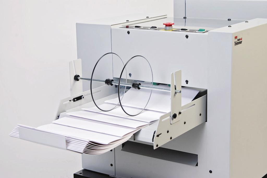 This low maintenance machine jogs, stitches, and folds up to 65,000 booklets before the spools need