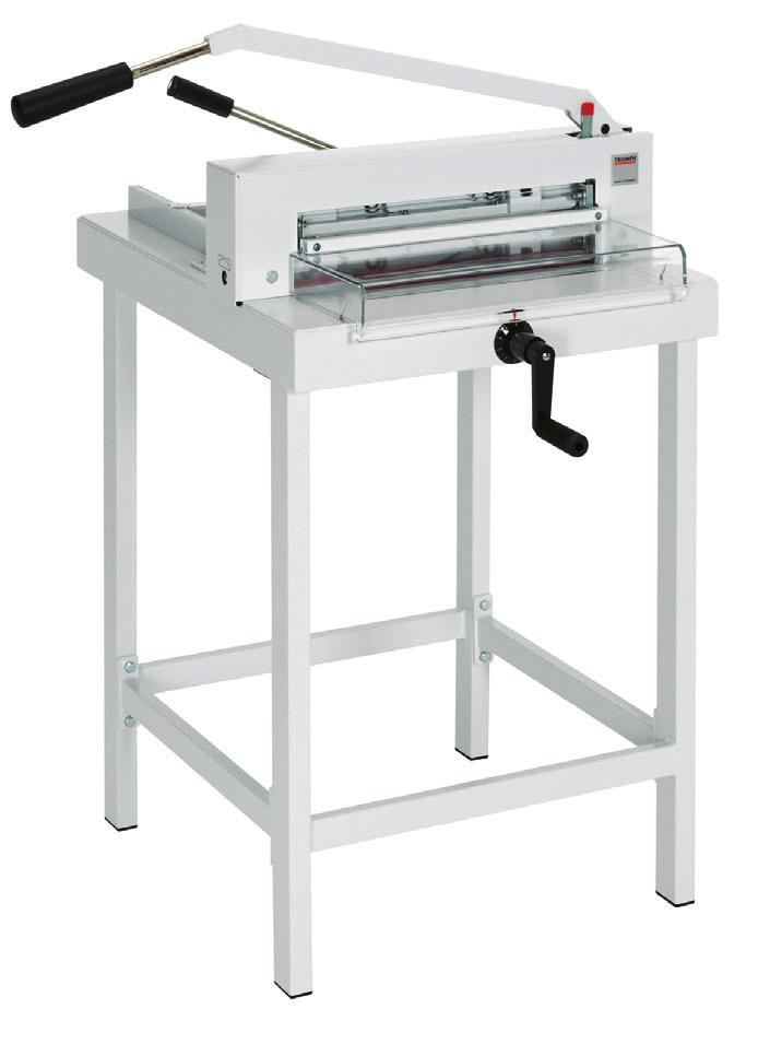 STICKS AC0696 TRIUMPH 4305 Manual tabletop cutter with spindle-guided back gauge, fast-action clamp.