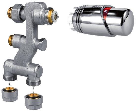 Pro valve Connection to the wall - bottom of casing Jaga Comap thermostatic valve Sleeve couplings Eurocone 3/