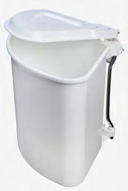 CONCEALED WASTE BIN 30 LITRE CAPACITY CUPBOARD MOUNTED Easy installation on right or left hand doors Very robust construction Cam operated lid Detachable bucket for ease of cleaning Cam operated lid
