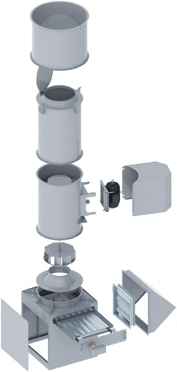 EXPLODED VIEW Models TFE & QFE Inline Fume Exhaust Fans Application The TFE & QFE High Velocity Exhaust Fans are intended for use in exhausting laboratory fumes and hazardous chemicals in such a