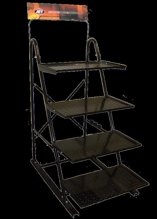 Merchandising 4-Shelf Waterfall Display S DISPLAY-350, 350D1, 350D2 Heavy Duty display features diamond plate steel and a durable powder coat finish Preset assortments already available or contact an