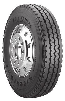 T819 On/Off-Highway All-Position Tire Rugged four-rib design with special groove shape to combat stone retention for long mileage and retreadability.