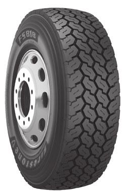 FS818 On/Off-Highway All-Position Wide Base Tire Wide base design for higher payload and flotation so tires maintain grip and traction without digging into the ground.