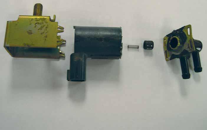 4. This disassembled purge solenoid was taken from a Nissan vehicle with a clogged evap system.