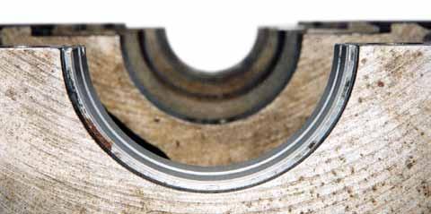 Both ends of all bearing shell inserts must end up at equal heights in relation to the part line of the block or cap.