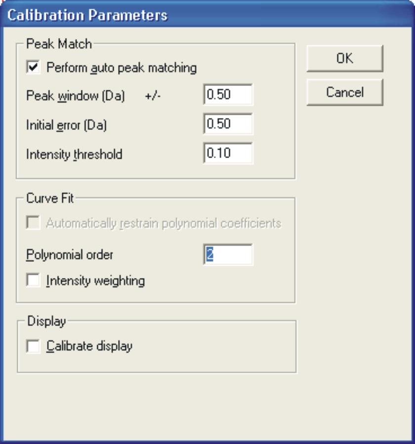 Editing the calibration parameters For any type of experiment, you can edit the calibration parameters in the Calibration Parameters dialog box.