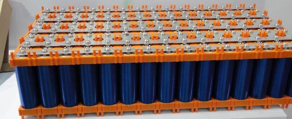 member of a family of rechargeable battery types in which lithium