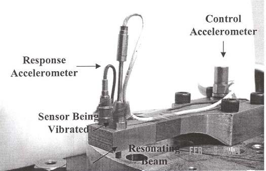In order to test components to significantly higher G levels, a resonant beam apparatus is used to achieve the high acceleration levels on standard vibration test equipment.