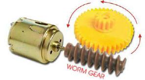 The worm, which is attached to the driver shaft, has one tooth and takes