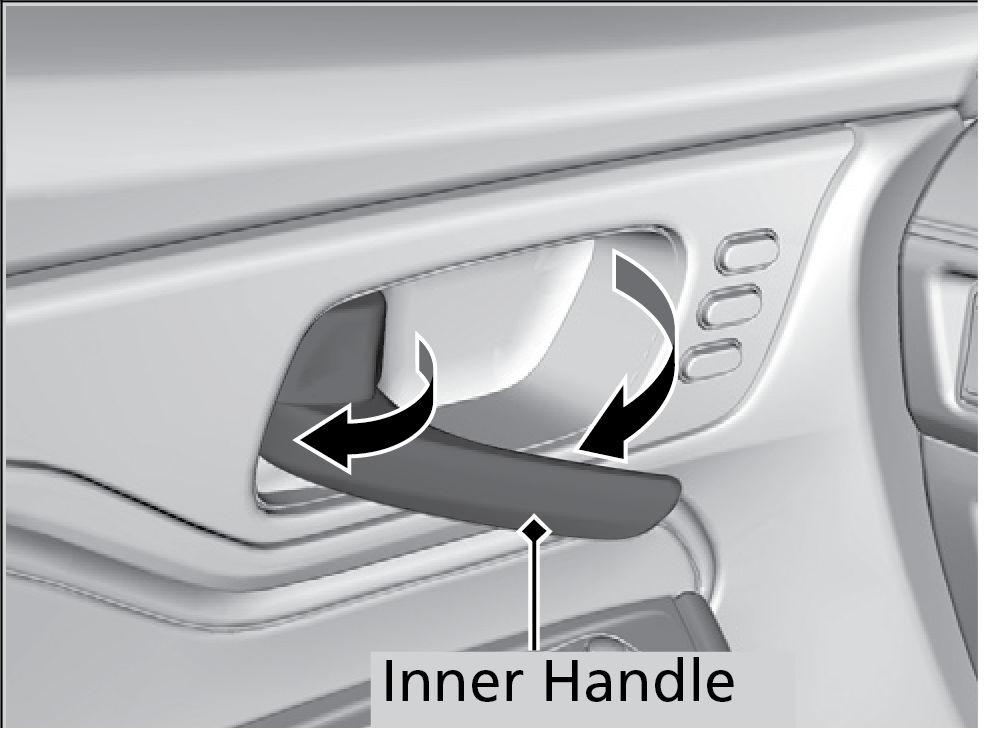 Using the Front Door Inner Handle Pull the front door inner handle. The door unlocks and opens in one motion.