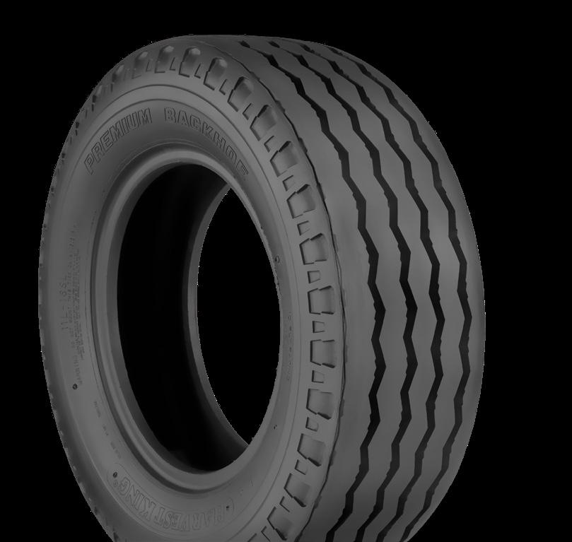 FRONT FARM F-2 TF-9090 3-rib front tire designed for easy steering Wide center and shoulder ribs Increased resistance toward stubble damage Tube type, nylon cord body 94020843 5.00-15 B/4 14 TT 4.