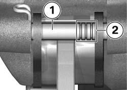 z Maintenance Rear brake-pad wear limit Brake disk must not be visible through bore hole of inner brake pad.