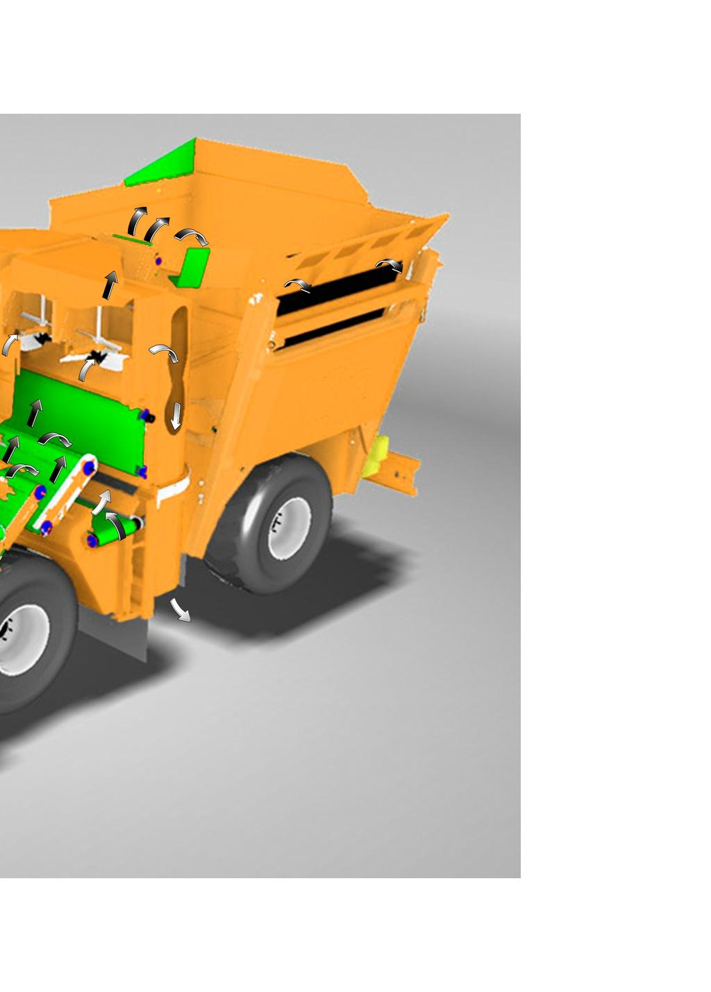 The high capacity hopper has variable discharge height.