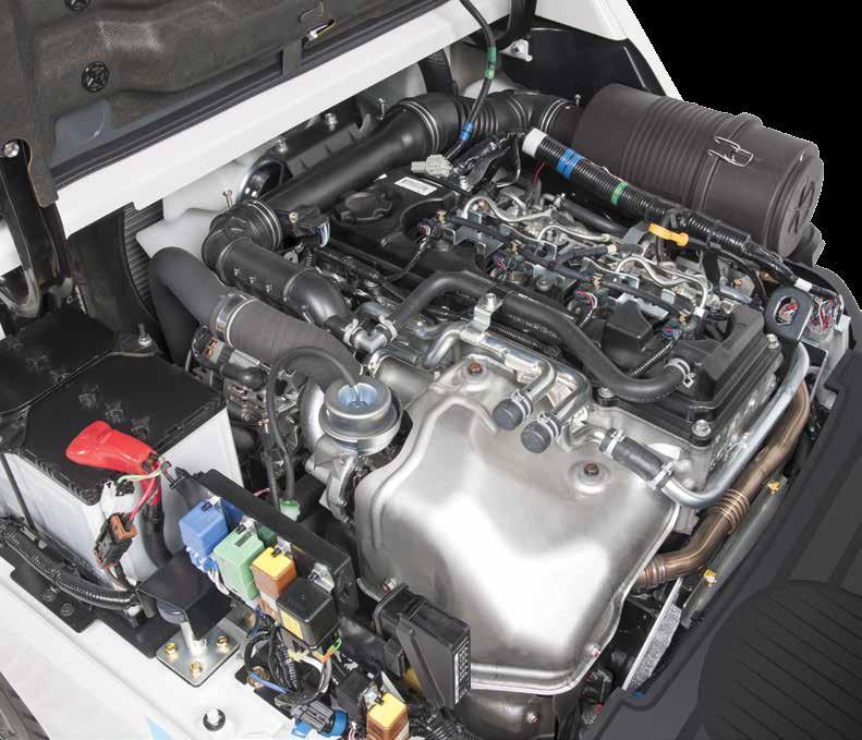 Higher Power With Lower Emissions The turbocharger, diesel oxidation catalyst and cooled exhaust gas recirculation system all work to reduce emission levels significantly below