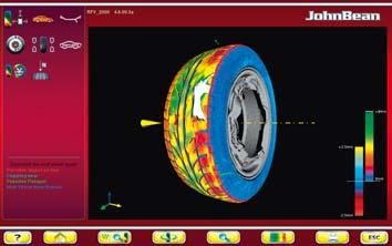 The overall tread pattern image shows the tread depth of the entire tyre and one-sided wear.