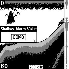 Depth Alarms The depth alarms are triggered only by the bottom signal. No other echoes will activate these alarms. The depth alarms consist of a shallow and a deep alarm.