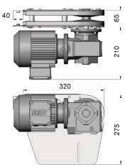 Standard attached gear motors are with SEW motor size 0.25kW, 0.37kW & 0.55kW. SSDD-A65-0R represents direct drive without motor.