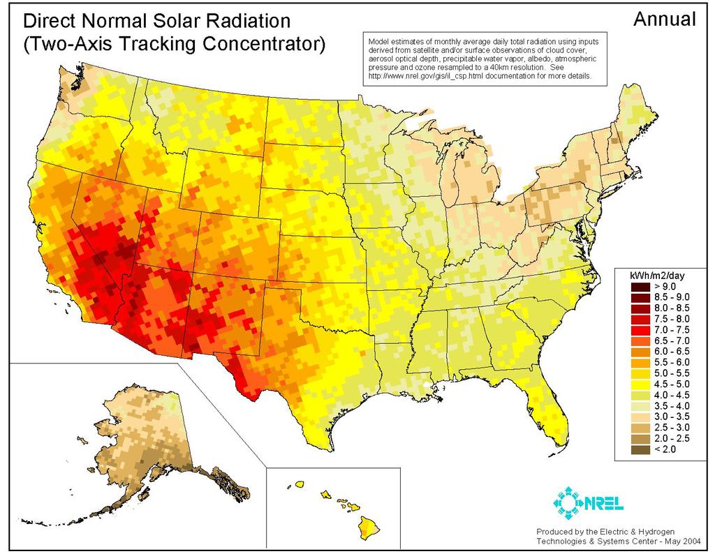 U.S. Solar Insolation City of Phoenix 211 Cloudless Days per Year