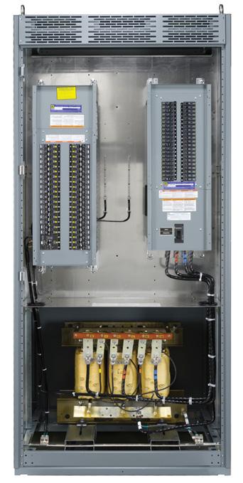 The panels and transformer are installed and pre-wired at the factory in a single enclosure, eliminating conduit, wire, and fittings.