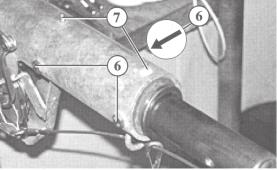 Insert the drawbar (1) into the bearing cartridge (2) Slide the bearing cartridge (2) into the housing (3) When inserting the