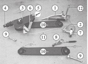 This causes the wheel brakes (5) to operate via the linkage system (4). 4.1.