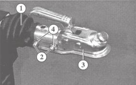 1 Removing the ball coupling Pull the bellows (1) off the rear attachment screw (2) of the coupling (3) Unscrew the nuts (4) of the attachment screws (2) Drive out the rear