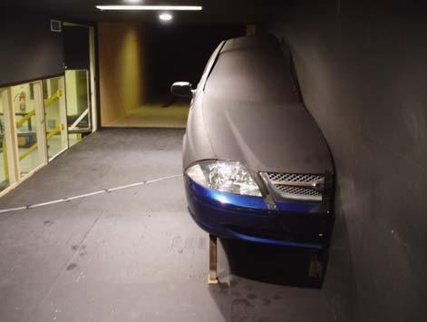 Industrial Wind Tunnel using a quarter model 1998 Ford Falcon AU family size sedan passenger car.