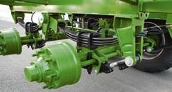 Draft arm guidance This spring-loaded assembly with balancing arm and parabolic springs features extra draft arms between the undercarriage and the axles to give maximum stability and