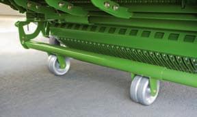 Not running in the tractor tracts, these height-adjustable wheels ensure the depth of